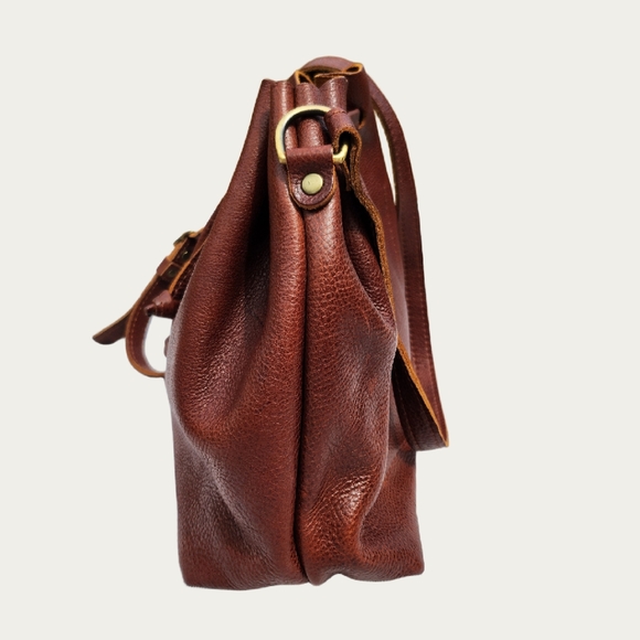 Portland Leather Brown Crossbody BUCKET Bag with Soft Silhouette, EUC - Picture 4 of 16